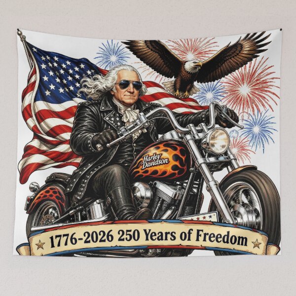 Item preview, George Washington Biker Patriotic 4th of July  designed and sold by Zara Art House.