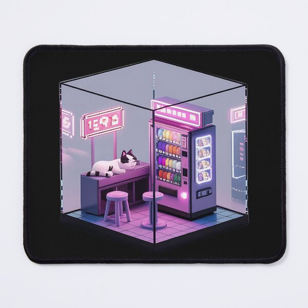 Item preview, Cyberpunk Japanese Vending Machine Neon Glass Cube Diorama designed and sold by RareVisuals.