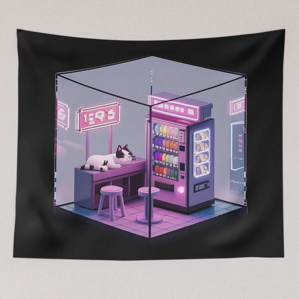 Item preview, Cyberpunk Japanese Vending Machine Neon Glass Cube Diorama  designed and sold by RareVisuals.