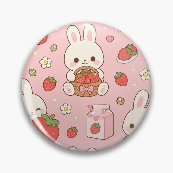 Item preview, Strawberry Bunny Dessert Kawaii Pattern designed and sold by Soft Berry Studio.
