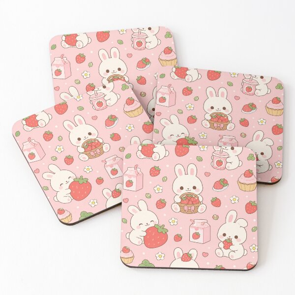 Item preview, Strawberry Bunny Dessert Kawaii Pattern designed and sold by Soft Berry Studio.