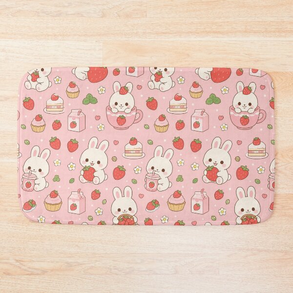 Item preview, Strawberry Bunny Dessert Kawaii Pattern designed and sold by Soft Berry Studio.