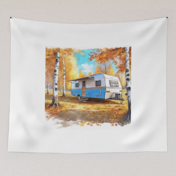 Item preview, Autumn Wanderlust Retro Caravan in Golden Woods designed and sold by UmSkelig834.