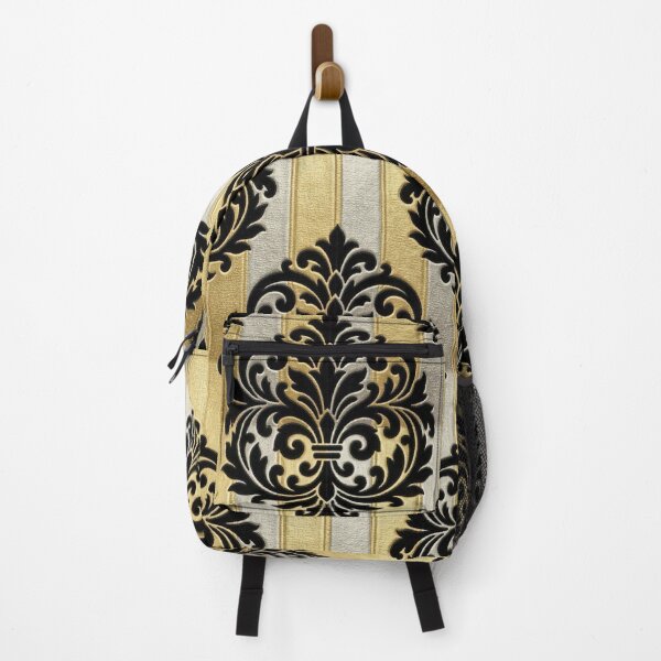 Item preview, Gold & Silver Striped Large Black Damask designed and sold by DesignsByPrnces.