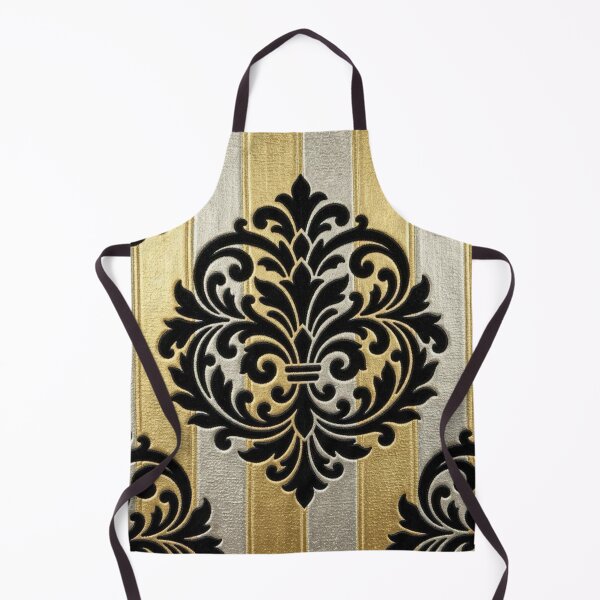 Item preview, Gold & Silver Striped Large Black Damask designed and sold by DesignsByPrnces.