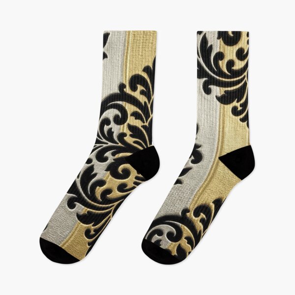 Item preview, Gold & Silver Striped Large Black Damask designed and sold by DesignsByPrnces.