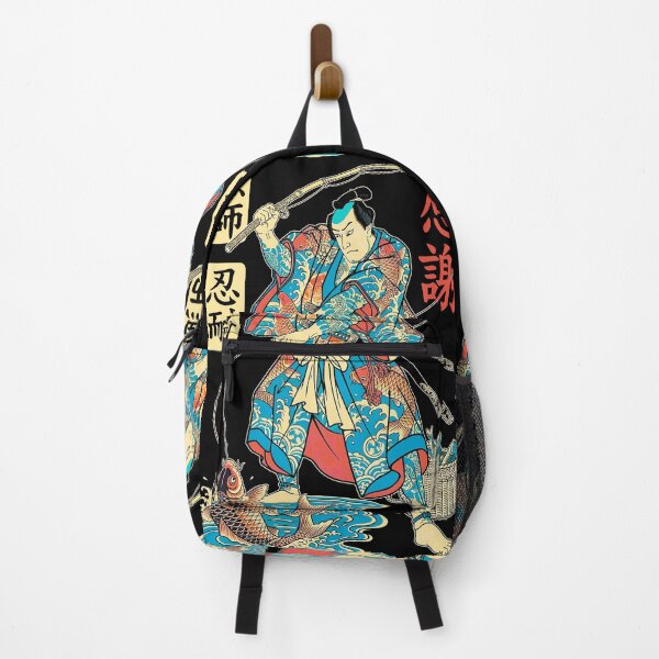 Item preview, Fishing Samurai Funny Fisherman Vintage Warrior Kanji Fish designed and sold by GrandeDuc.