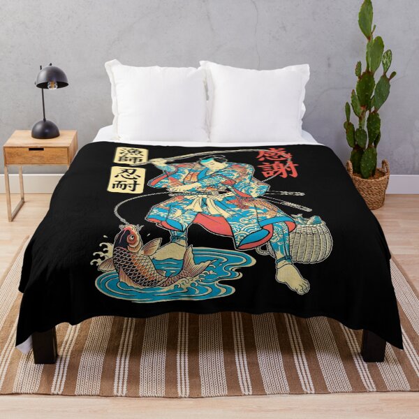 Item preview, Fishing Samurai Funny Fisherman Vintage Warrior Kanji Fish designed and sold by GrandeDuc.
