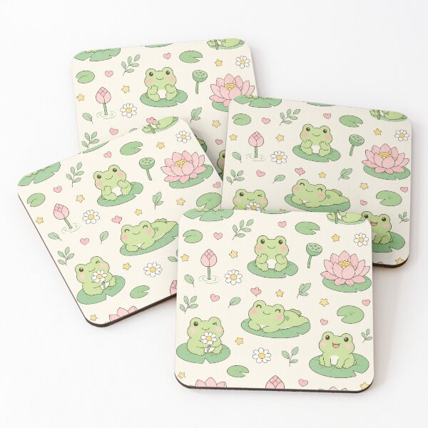 Item preview, Frog Lily Garden Kawaii Pattern designed and sold by Soft Berry Studio.