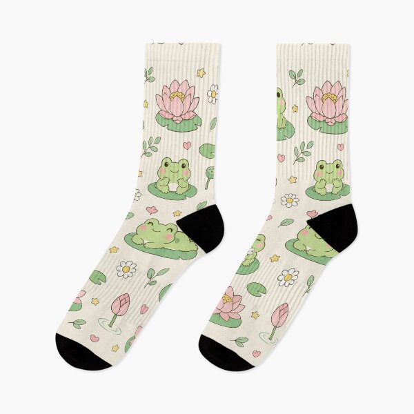 Item preview, Frog Lily Garden Kawaii Pattern designed and sold by Soft Berry Studio.