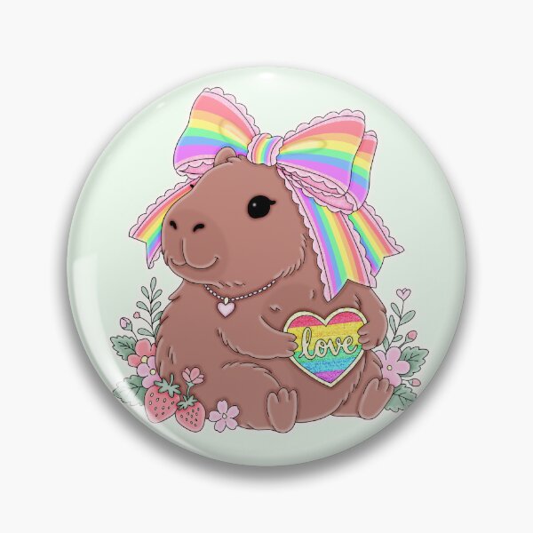 Item preview, Cute Rainbow Pride Capybara Coquette Bow Love Heart designed and sold by Kaimarbe | Cute Stickers & Apparel.
