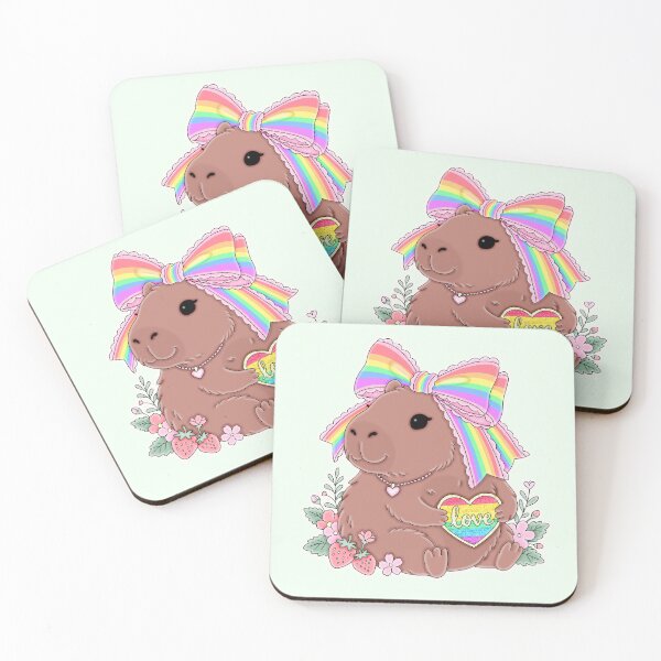 Item preview, Cute Rainbow Pride Capybara Coquette Bow Love Heart designed and sold by Kaimarbe | Cute Stickers & Apparel.