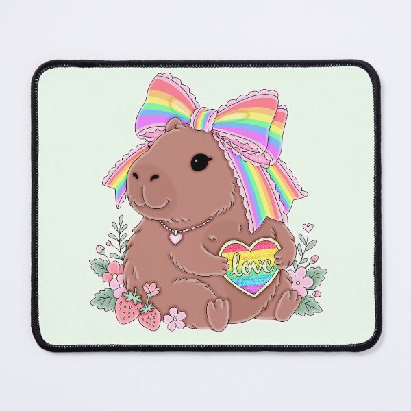 Item preview, Cute Rainbow Pride Capybara Coquette Bow Love Heart designed and sold by Kaimarbe | Cute Stickers & Apparel.