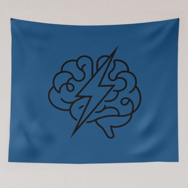 Item preview, Brain Lightning Bolt Line Art Sticker | Mental Energy Minimalist Design | Cognitive Power Black and White Illustration designed and sold by MCV-Designs.
