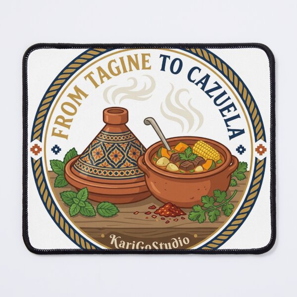 Item preview, From Tagine to Cazuela — Morocco Chile Food Badge Art designed and sold by KariGoStudio.