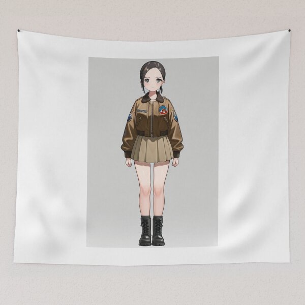 Item preview, Fashion - Woman in Brown Bomber Jacket Mini Skirt Combat Boots Anime Variant 3 designed and sold by AnimeShin.
