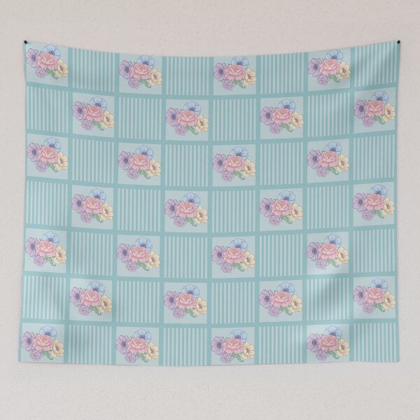 Item preview, Elegant flowers seamless pattern over stripes design designed and sold by AlicinaM.