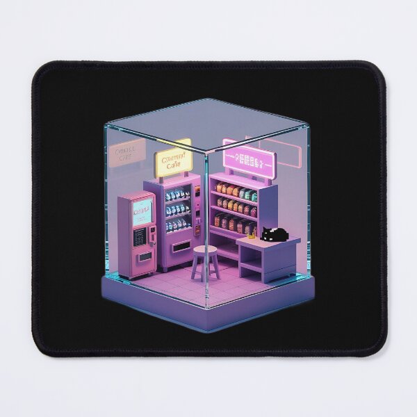 Item preview, Pixel Art Neon Cyberpunk Store Isometric Glass Cube Diorama designed and sold by RareVisuals.