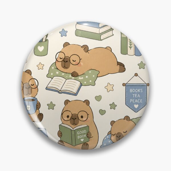 Item preview, Capybara Cozy Reading Kawaii Pattern designed and sold by Soft Berry Studio.