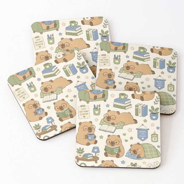 Item preview, Capybara Cozy Reading Kawaii Pattern designed and sold by Soft Berry Studio.
