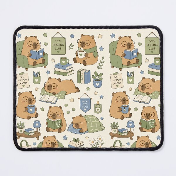 Item preview, Capybara Cozy Reading Kawaii Pattern designed and sold by Soft Berry Studio.