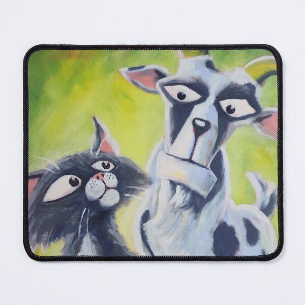 Item preview, Who's The Goat? - Whimsical Cat and Goat Art Acrylic Painting designed and sold by etourist.