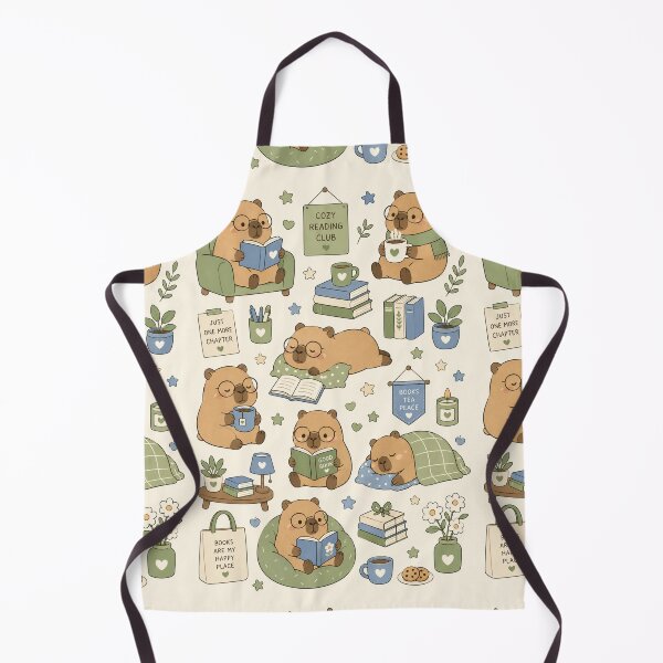 Item preview, Capybara Cozy Reading Kawaii Pattern designed and sold by Soft Berry Studio.