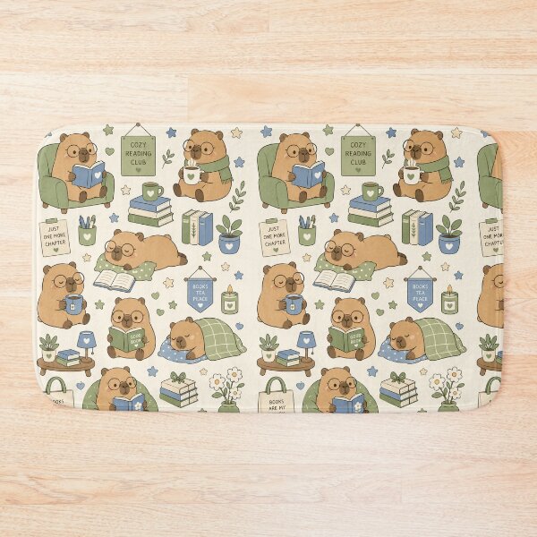 Item preview, Capybara Cozy Reading Kawaii Pattern designed and sold by Soft Berry Studio.
