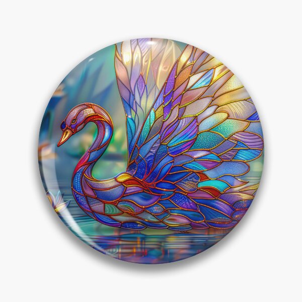 Item preview, Graceful Swan on Tranquil Lake | Stained Glass Nature Art  designed and sold by MargaretWiktor.