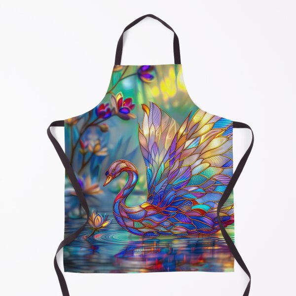 Item preview, Graceful Swan on Tranquil Lake | Stained Glass Nature Art designed and sold by MargaretWiktor.