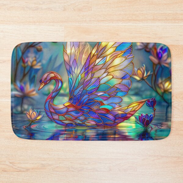 Item preview, Graceful Swan on Tranquil Lake | Stained Glass Nature Art  designed and sold by MargaretWiktor.