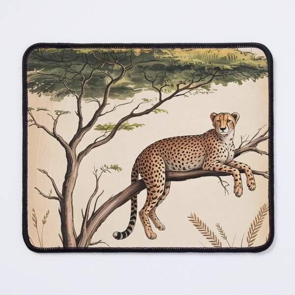 Item preview, Vintage Green Acacia and Cheetah Safari Illustration designed and sold by NuvoraNest.