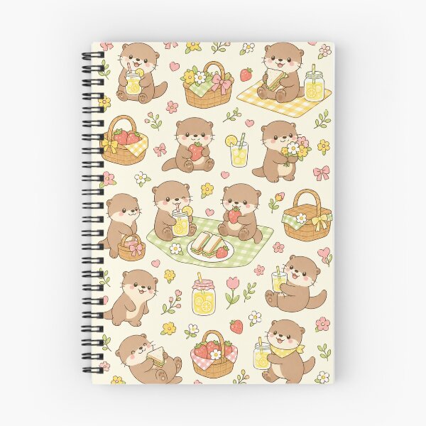 Item preview, Otter Lemonade Picnic Kawaii Pattern designed and sold by Soft Berry Studio.