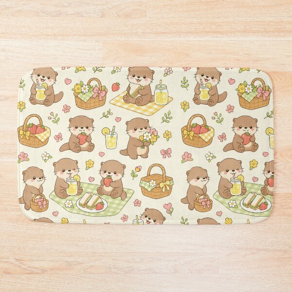 Item preview, Otter Lemonade Picnic Kawaii Pattern designed and sold by Soft Berry Studio.