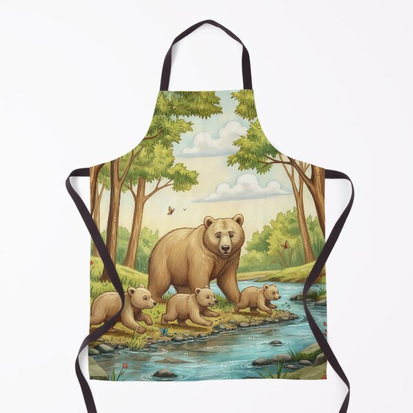 Item preview, Cute Bear Family in Forest Stream | Woodland Wildlife Illustration designed and sold by Y-MOONSTAR.
