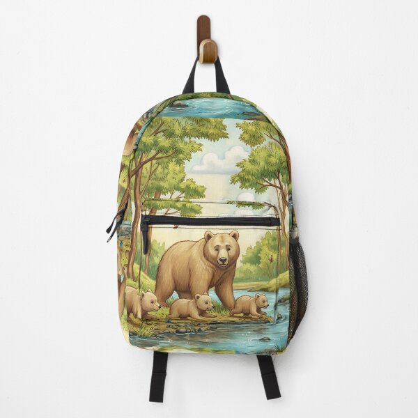 Item preview, Cute Bear Family in Forest Stream | Woodland Wildlife Illustration designed and sold by Y-MOONSTAR.