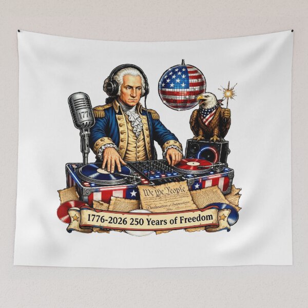 Item preview, DJ George Washington 4th of July Party Patriotic Design designed and sold by Zara Art House.