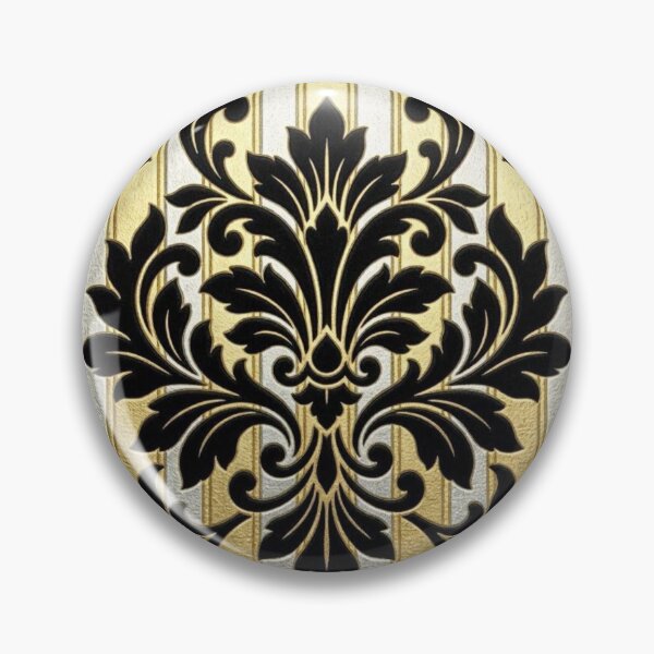 Item preview, Gold & Silver Striped Open Black Damask designed and sold by DesignsByPrnces.