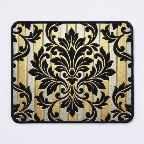 Item preview, Gold & Silver Striped Open Black Damask designed and sold by DesignsByPrnces.