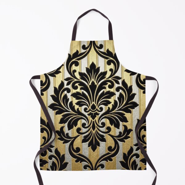 Item preview, Gold & Silver Striped Open Black Damask designed and sold by DesignsByPrnces.
