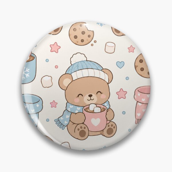 Item preview, Teddy Bear Hot Cocoa Kawaii Pattern designed and sold by Soft Berry Studio.