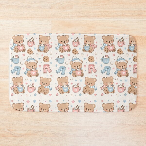 Item preview, Teddy Bear Hot Cocoa Kawaii Pattern designed and sold by Soft Berry Studio.