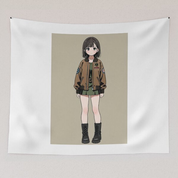 Item preview, Fashion - Woman in Brown Bomber Jacket Mini Skirt Combat Boots Anime designed and sold by AnimeShin.
