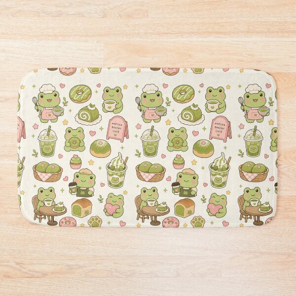 Item preview, Cozy Frog Matcha Bakery Kawaii Pattern designed and sold by Soft Berry Studio.