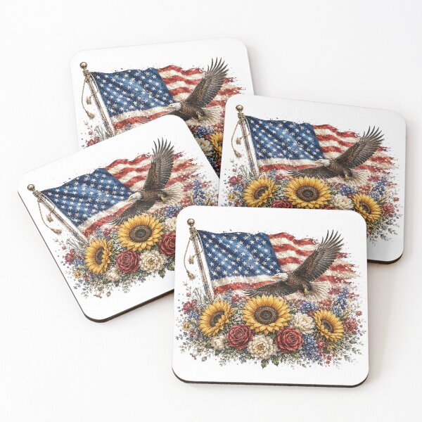 Item preview, Bald Eagle and Sunflowers Patriotic USA Design designed and sold by PetalGarden.