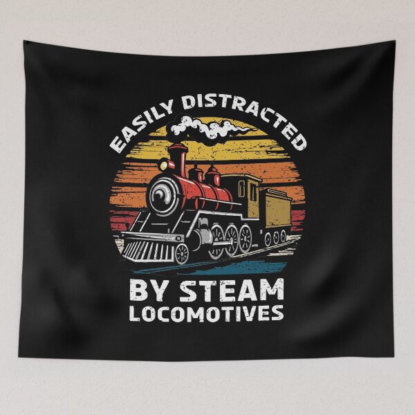 Item preview, Easily Distracted By Steam Locomotives Vintage Retro Sunset designed and sold by Dmetalx Art Apparel.