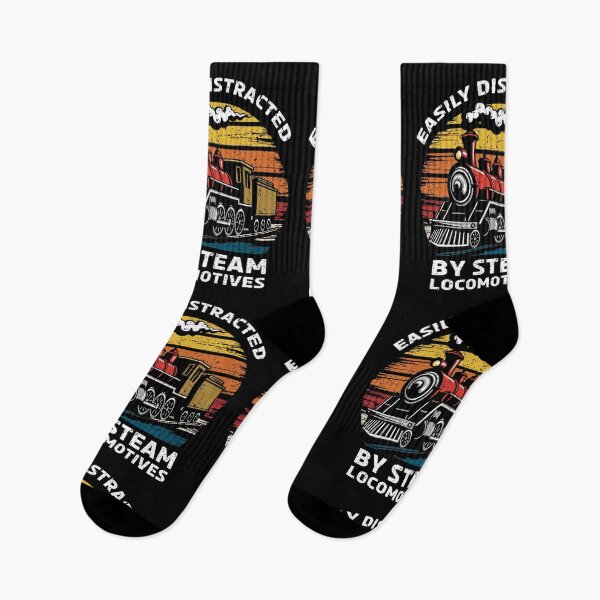Item preview, Easily Distracted By Steam Locomotives Vintage Retro Sunset designed and sold by Dmetalx Art Apparel.