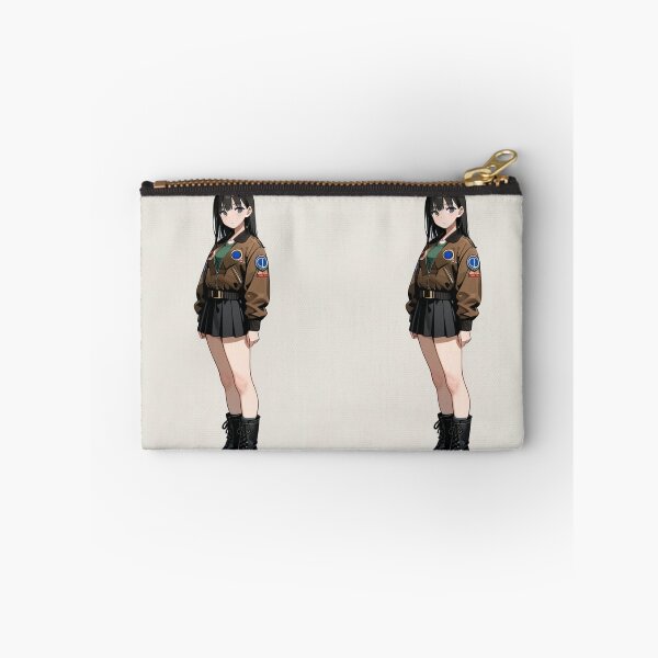 Item preview, Fashion - Woman in Brown Bomber Jacket Pleated Skirt Combat Boots designed and sold by AnimeShin.