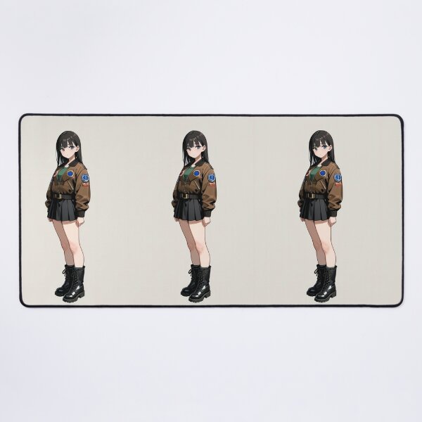 Item preview, Fashion - Woman in Brown Bomber Jacket Pleated Skirt Combat Boots designed and sold by AnimeShin.