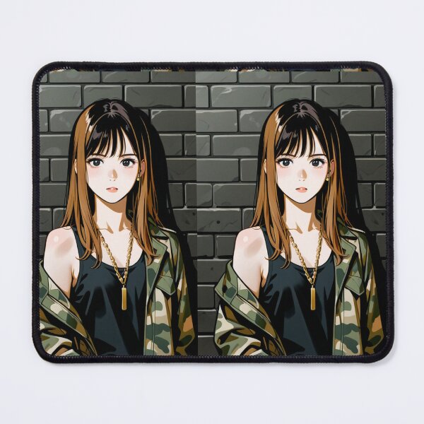 Item preview, Fashion - Woman in Camo Camo Jacket Tank Top Gold Chain Anime Variant 2 designed and sold by AnimeShin.